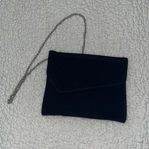 Navy Blue evening bag with silver chain